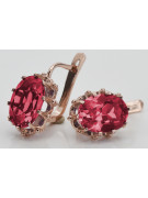 "Classic Ruby Accentuated 14K Rose Gold Earrings - Vintage Original vec079" Vintage vec079