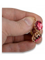 "Classic Ruby Accentuated 14K Rose Gold Earrings - Vintage Original vec079" Vintage vec079