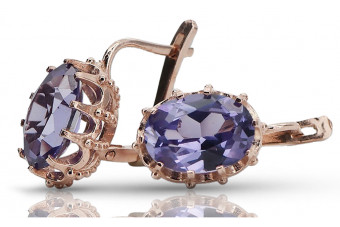 Sterling Silver Rose Gold Plated Alexandrite Earrings vec079rp