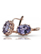 Sterling Silver Rose Gold Plated Alexandrite Earrings vec079rp