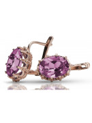 Sterling Silver Rose Gold Plated Amethyst Earrings vec079rp