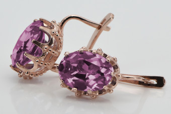 Sterling Silver Rose Gold Plated Amethyst Earrings vec079rp