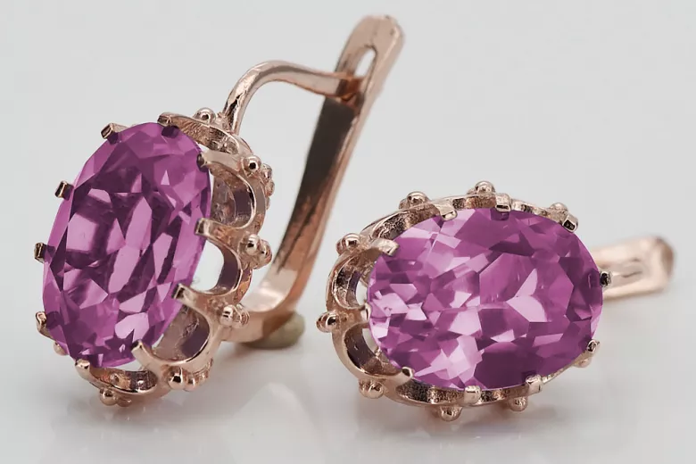 Sterling Silver Rose Gold Plated Amethyst Earrings vec079rp