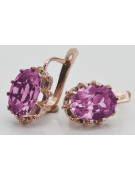 Sterling Silver Rose Gold Plated Amethyst Earrings vec079rp