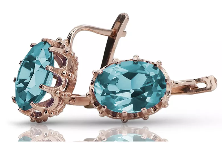 Sterling Silver Rose Gold Plated Aquamarine Earrings vec079rp