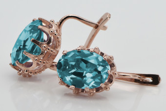 Sterling Silver Rose Gold Plated Aquamarine Earrings vec079rp