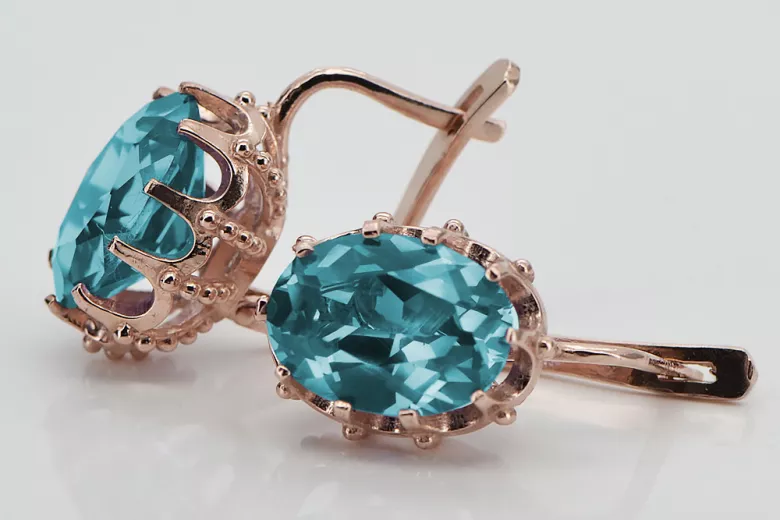 Sterling Silver Rose Gold Plated Aquamarine Earrings vec079rp