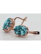 Sterling Silver Rose Gold Plated Aquamarine Earrings vec079rp