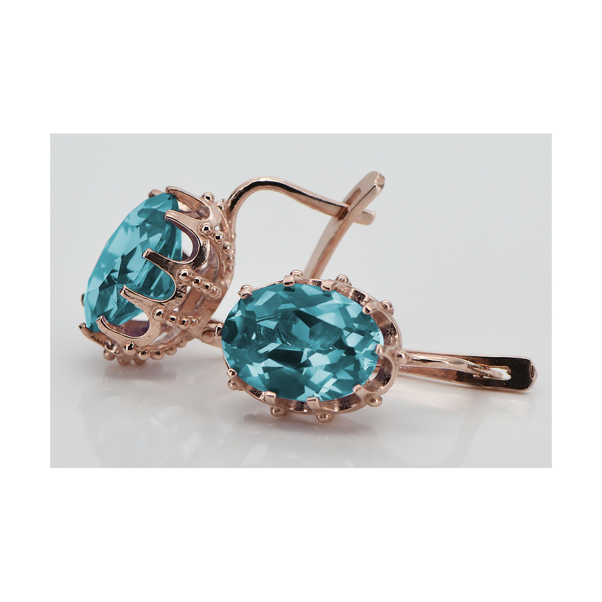 Sterling Silver Rose Gold Plated Aquamarine Earrings vec079rp