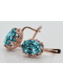 Boucles d'oreilles en argent vintage plaqué or rose, Aigue-marine vec079rp