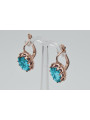 Boucles d'oreilles en argent vintage plaqué or rose, Aigue-marine vec079rp