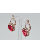 Boucles d'oreilles en argent sterling plaqué or rose, Rubis vintage vec079rp