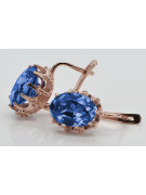 Sterling Silver Rose Gold Plated Sapphire Earrings vec079rp