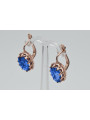 Boucles d'oreilles en argent sterling plaqué or rose, Saphirs vec079rp