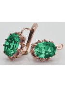 Vintage Sterling Silver Rose Gold Plated Emerald Earrings vec079rp