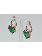 Aretes de plata vintage chapados en oro rosa, Esmeralda. vec079rp