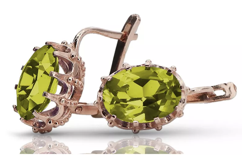 Sterling Silver Rose Gold Plated Yellow Peridot Earrings vec079rp