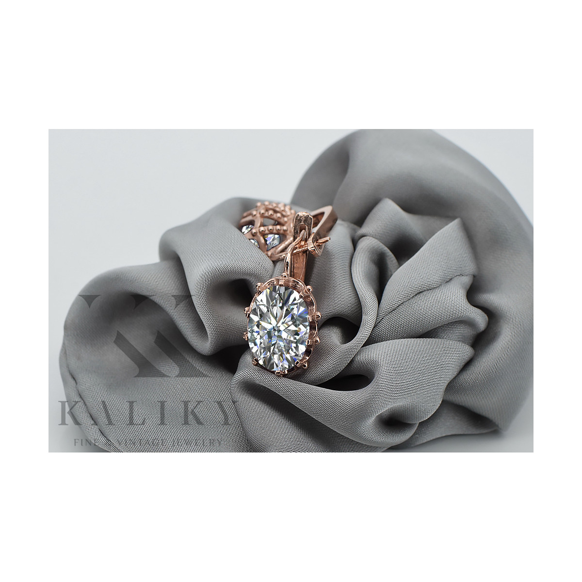 Stylish Sterling Silver Rose Gold Zircon Earrings vec079rp