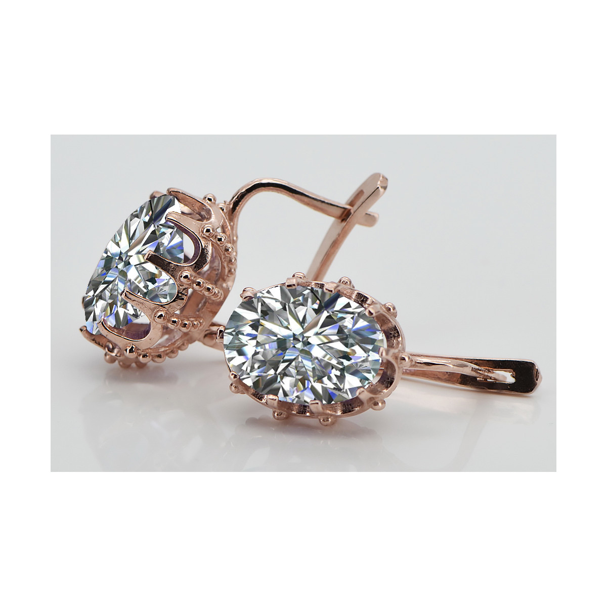 Stylish Sterling Silver Rose Gold Zircon Earrings vec079rp