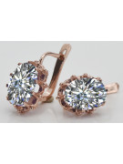 Stylish Sterling Silver Rose Gold Zircon Earrings vec079rp