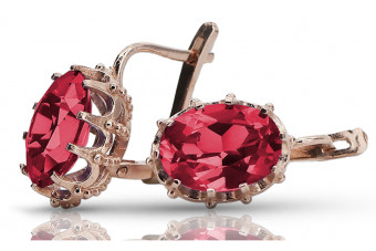 Boucles d'oreilles vintage en Or rose 14 carats avec Rubis d'origin vec079 Vintage vec079