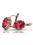 "Classic Ruby Accentuated 14K Rose Gold Earrings - Vintage Original vec079" Vintage vec079