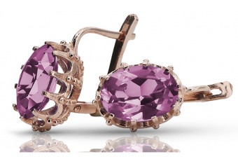 Boucles d'oreilles Améthyste vintage en Or rose 14 carats vec079 Vintage vec079