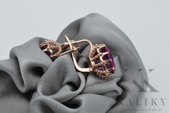 "Amethyst Ohrhänger im Originalen Vintage-Roségold 14k vec079" Vintage vec079