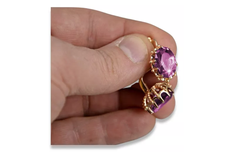 "Amethyst Ohrhänger im Originalen Vintage-Roségold 14k vec079" Vintage vec079