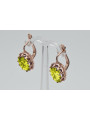 Boucles d'oreilles vintage en or rose 14 carats avec péridot jaune vec079