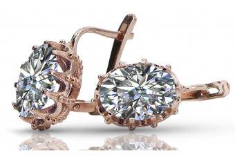 Original Vintage Zircon 14K Rose Gold Earrings vec079 vec079