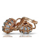 Boucles d'oreilles en zircon et or rose 14 carats, style vintage vec079. Vintage vec079