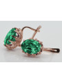 Boucles d'oreilles en émeraude et or rose 14 carats 585 vintage vec079. Vintage vec079