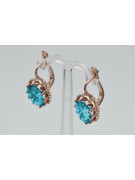 Boucles d'oreilles Aigue-marine en Or rose 14 carats vintage d'origin vec079. Vintage vec079