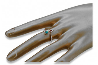 925 Srebro, Akwamaryn Pierścionek Vintage Polskiścieństwo vrc095s