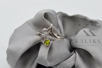 Bague en Argent Sterling avec Péridot Jaune et Saphirs Vintage vrc095s