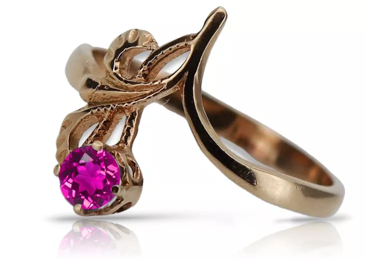 Russische sowjetische Rose 14 Karat 585 Gold Alexandrit Rubin Smaragd Saphir Zirkon Ring vrc059