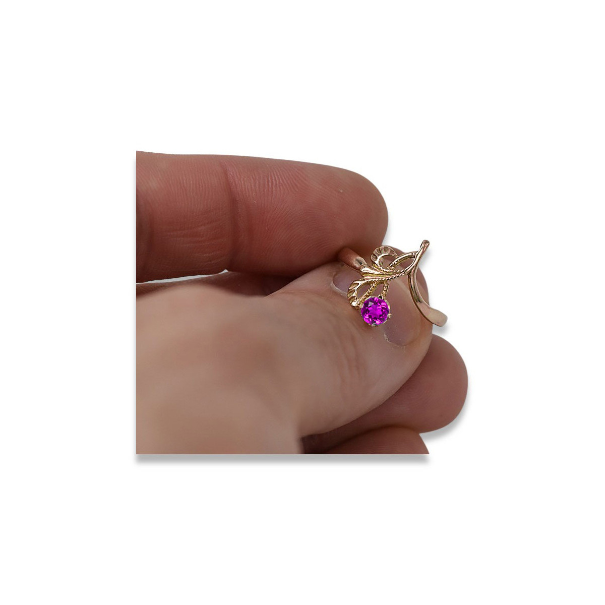 Russische sowjetische Rose 14 Karat 585 Gold Alexandrit Rubin Smaragd Saphir Zirkon Ring vrc059