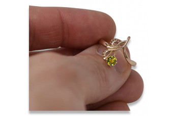 Bague en argent sterling plaqué or rose avec péridot jaune vrc095rp