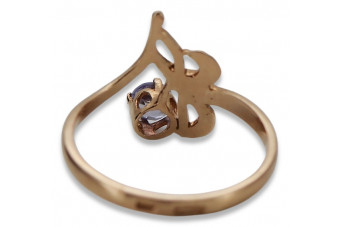 Zirkon Verzierter, Originales Vintage Roségold 14 Karat Ring,  vrc095 vrc095