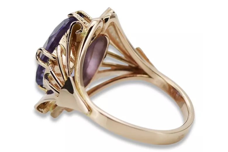 Russische sowjetische Rose 14 Karat 585 Gold Alexandrit Rubin Smaragd Saphir Zirkon Ring vrc014