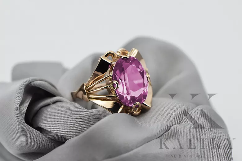 Russische sowjetische Rose 14 Karat 585 Gold Alexandrit Rubin Smaragd Saphir Zirkon Ring vrc014