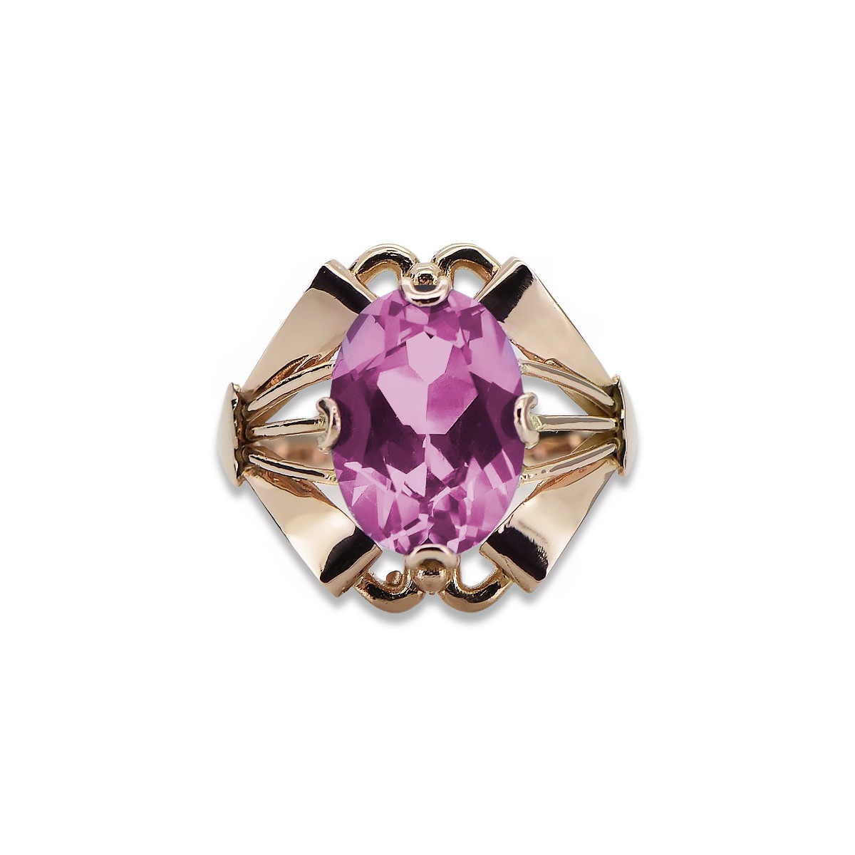 Russische sowjetische Rose 14 Karat 585 Gold Alexandrit Rubin Smaragd Saphir Zirkon Ring vrc014