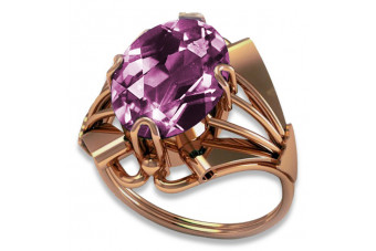 Elegancki Ametystowy Pierścionek Vintage z 14k Różowego Złota vrc015 vrc015