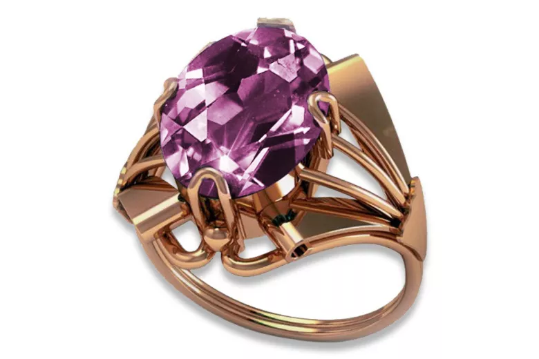 Russische sowjetische Rose 14 Karat 585 Gold Alexandrit Rubin Smaragd Saphir Zirkon Ring vrc014