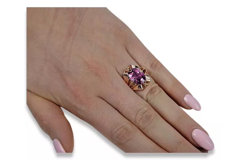 Rose soviétique russe 14k 585 or Alexandrite Ruby Emerald Sapphire Zircon ring vrc014