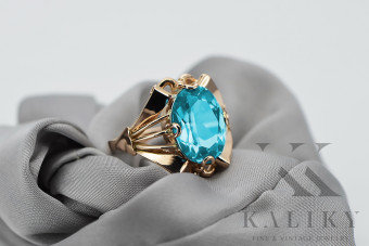 Authentischer Aquamarin in 14 Karat original Vintage-Roségold Ring,  vrc015 vrc015