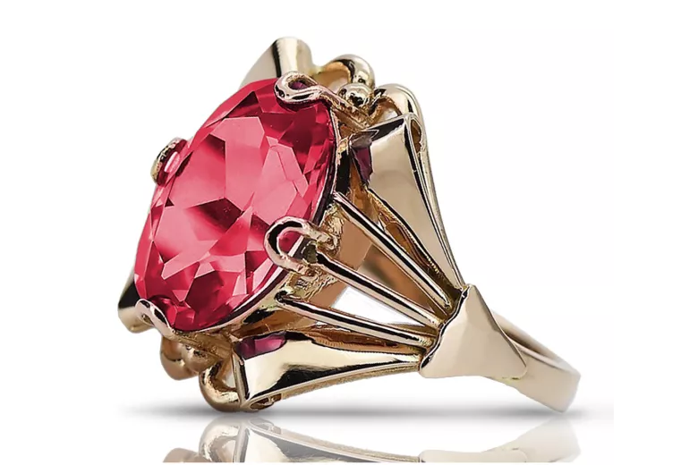 Russische sowjetische Rose 14 Karat 585 Gold Alexandrit Rubin Smaragd Saphir Zirkon Ring vrc014