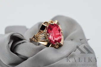 Rubinrot 14 Karat Originales Vintage-Roségold Ring vrc015 vrc015