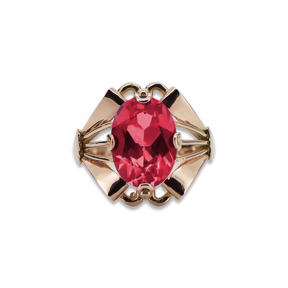 Russische sowjetische Rose 14 Karat 585 Gold Alexandrit Rubin Smaragd Saphir Zirkon Ring vrc014